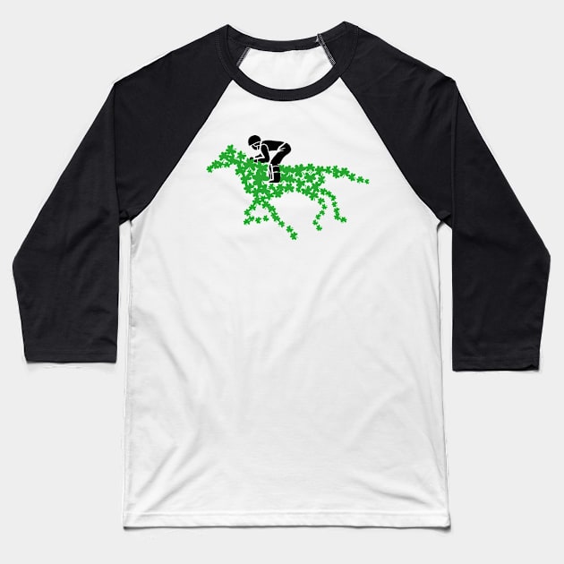 Race horse made of Four leaf Clovers with Jockey Horse Baseball T-Shirt by Artstastic